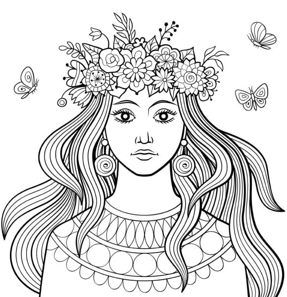 Картинка раскраска девушка Весна