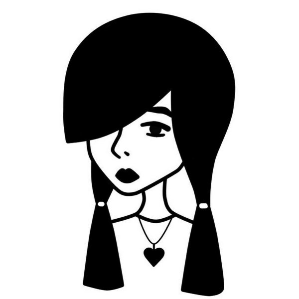 Цветок черный контур