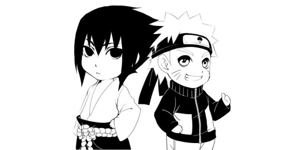 Чиби Наруто черно белые