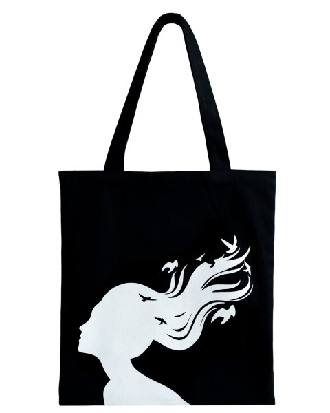 Сумка шоппер черная тканевая