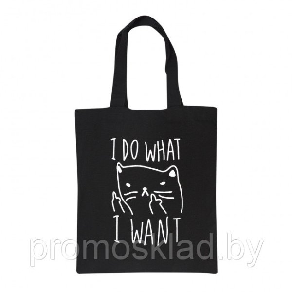 Сумка шоппер чёрная с принтом