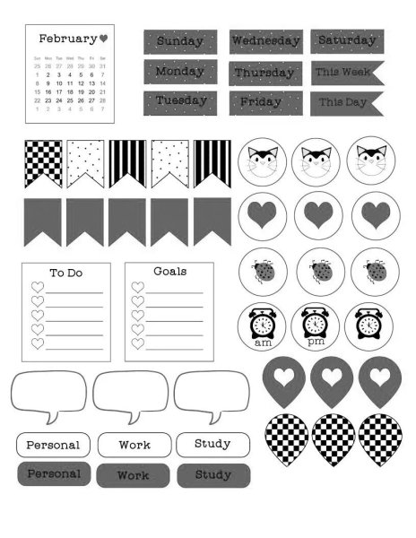 Стикеры для печати на принтере черно белые