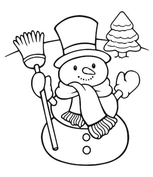 Снеговик трафарет