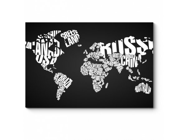 Карта мира черно белая