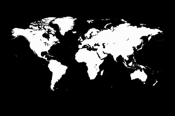 Карта мира в черно белом цвете