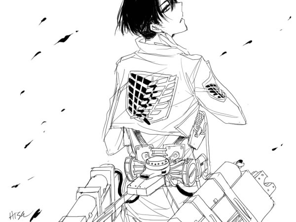Раскраски аниме атака титанов Леви