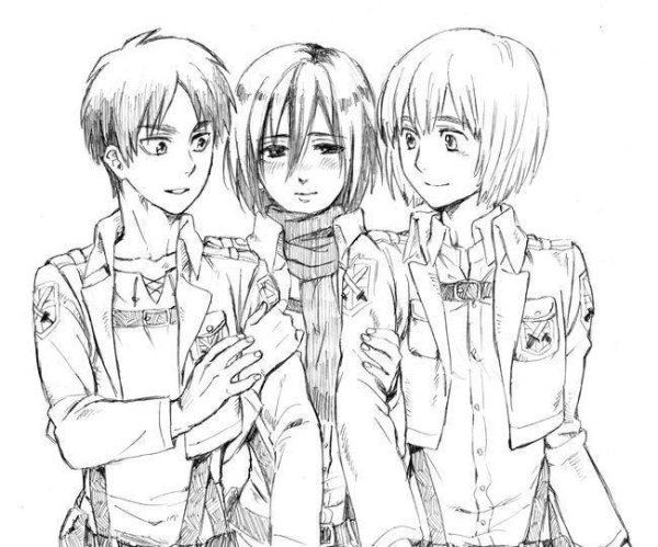 Эрен Микаса и армин Манга