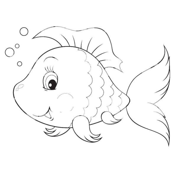 Золотая рыбка раскраска