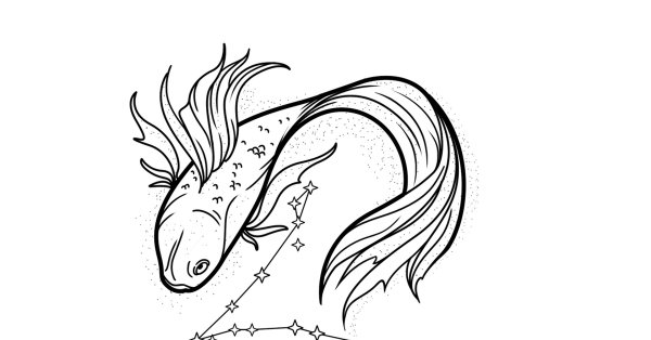 Рыбка с чешуёй трафарет