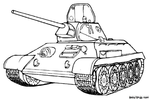 Раскраска танк т34 Военная техника