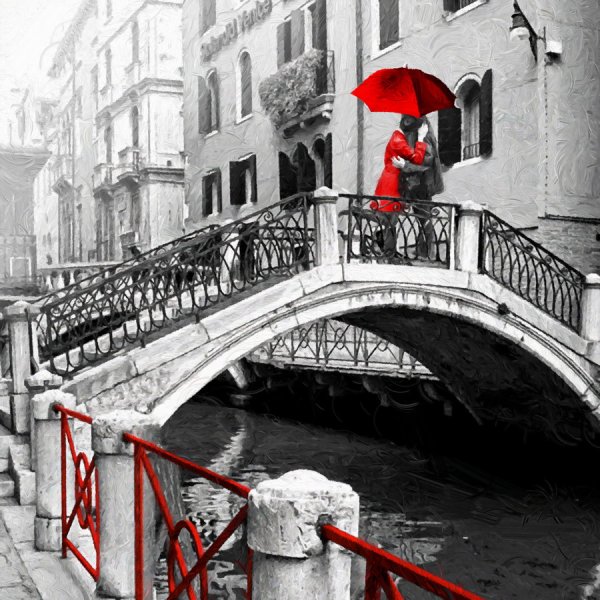 Картина черно белая с красным