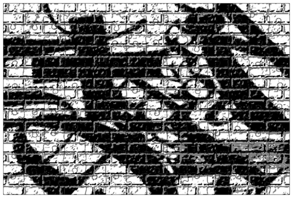 Черно белое граффити на кирпичной стене