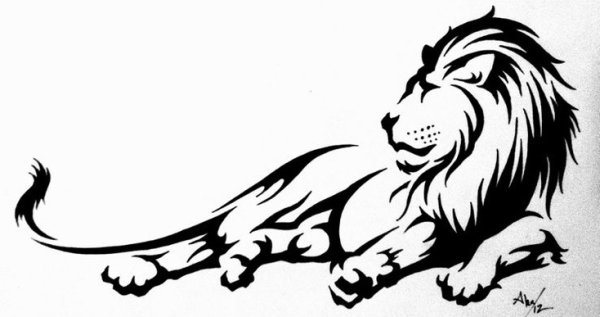 Силуэт Льва тату