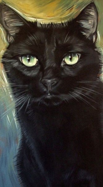 Портрет чёрного кота живопись