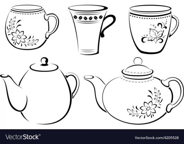 Раскраска чайный сервиз для детей