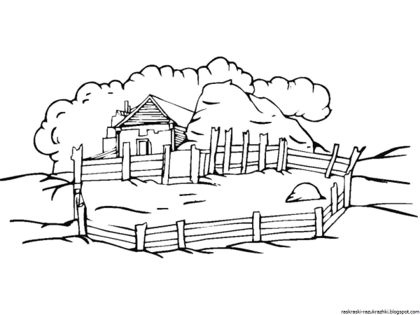 Раскраска пейзаж природы