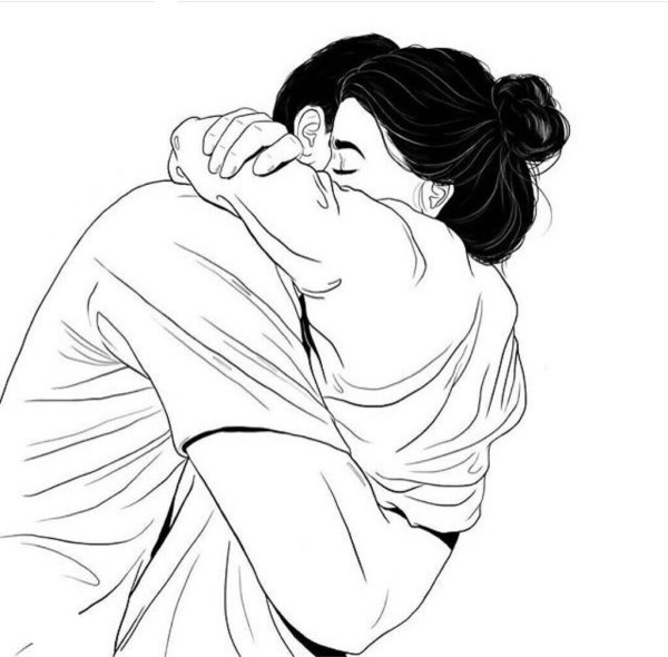Пара обнимается рисунок