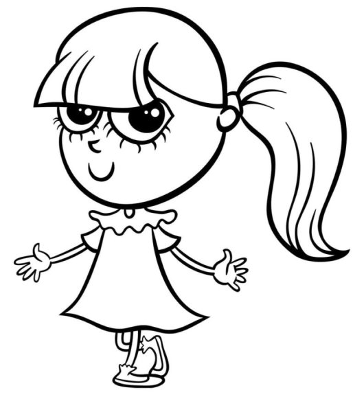 Раскраска девочка в платье