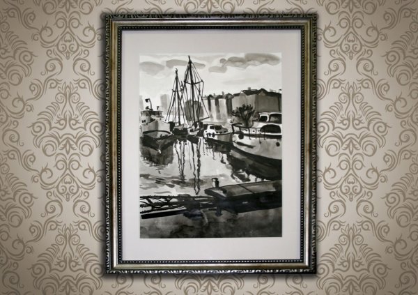 Картина с паспарту и рамкой