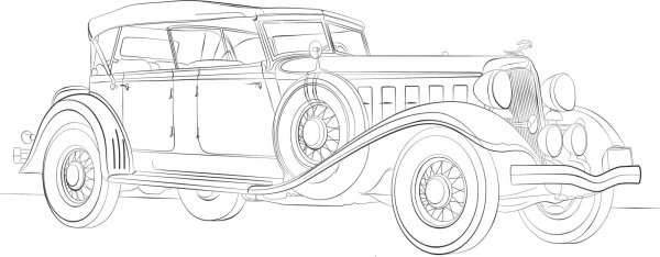 Ретро автомобиль эскиз