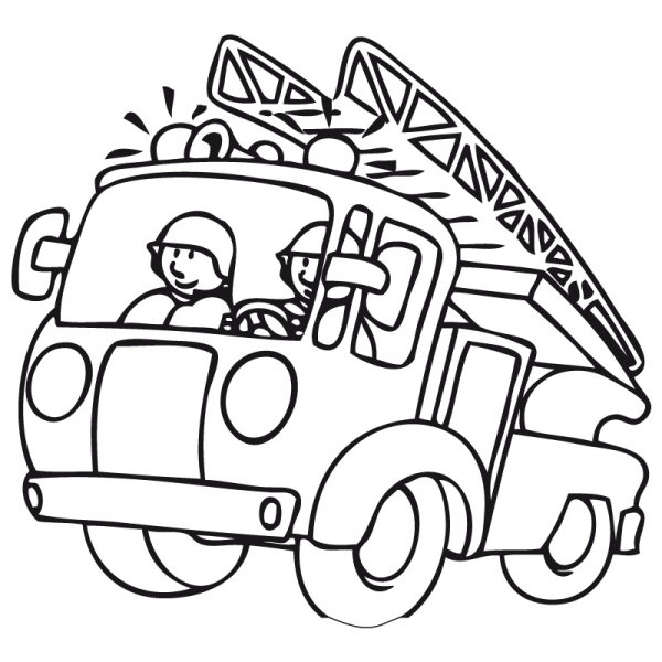 Пожарная машина раскраска для малышей