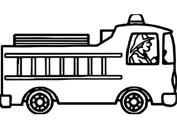 Машинка пожарная черно белая