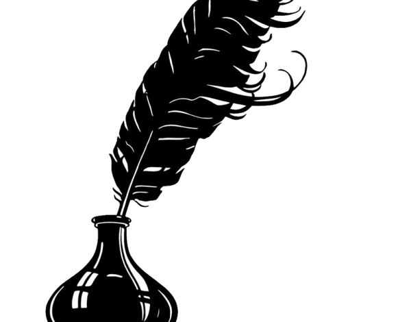 Фон с пером и чернильницей