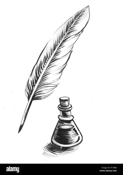 Перо с чернилами контур