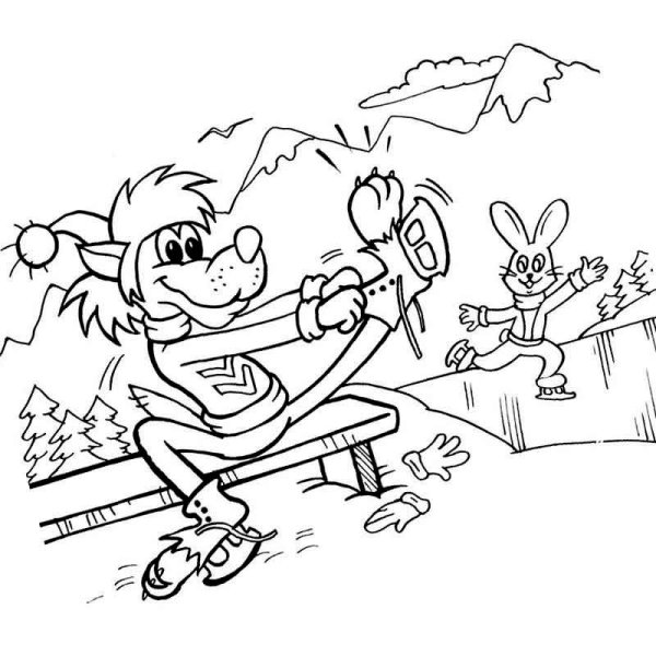 Раскраска ну погоди Новогодняя