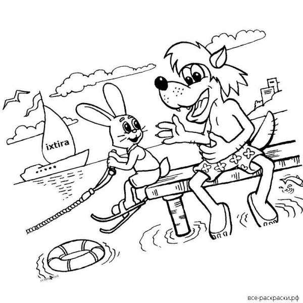 Заяц ну погоди раскраска для детей