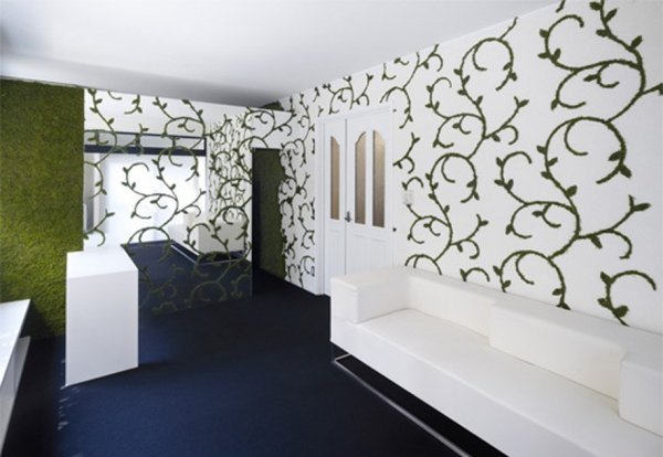 Белые обои с черными цветами для стен