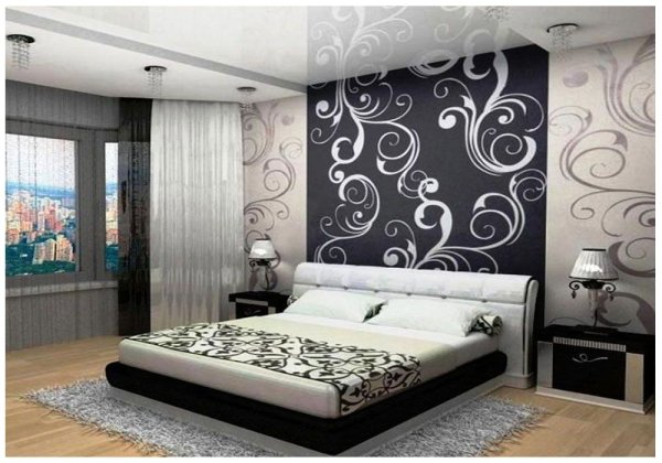 Чёрные обои в комнате