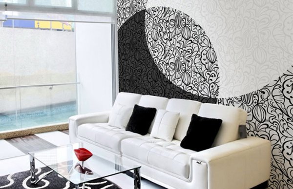 Черно белая спальня