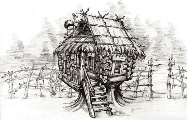 Избушка на курьих ножках рисунок