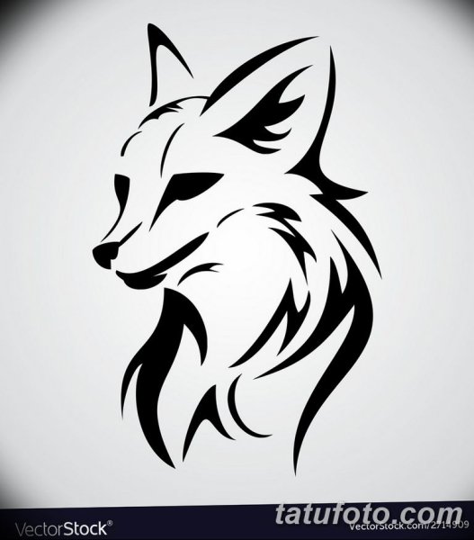 Тату лиса черно белая