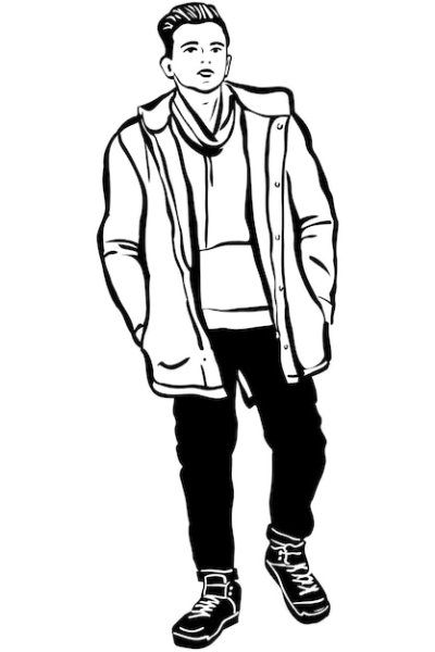 Наброски людей в куртках