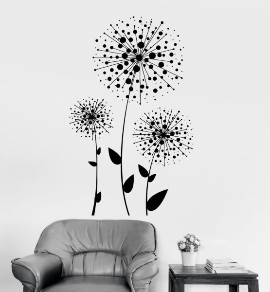 Трафарет одуванчика на стену