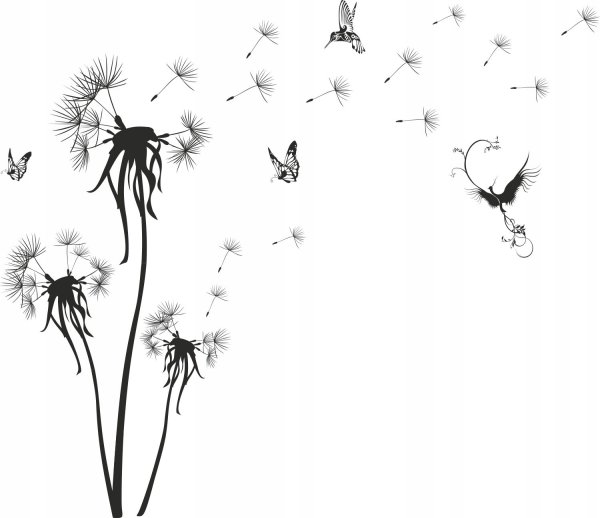 Наклейка на стену одуванчик на ветру