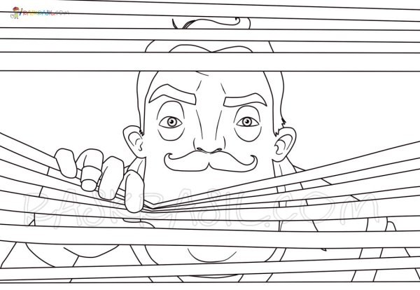 Раскраска дом соседа из игры привет сосед