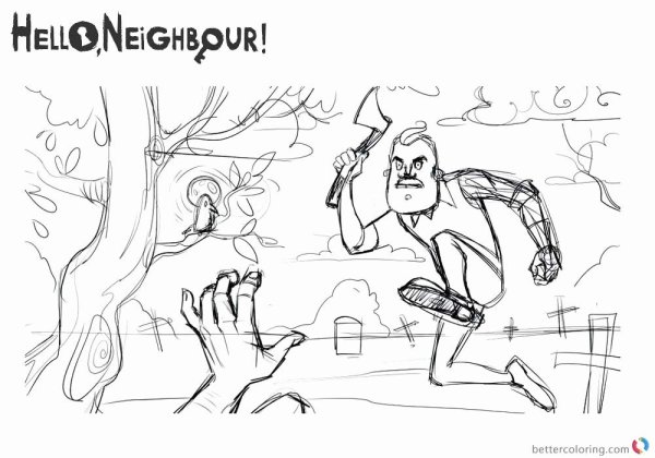 Привет сосед раскраска