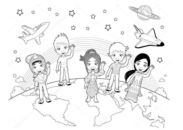 Раскраска Дружба народов для детей