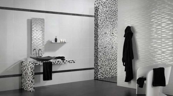 Плитка черная волна