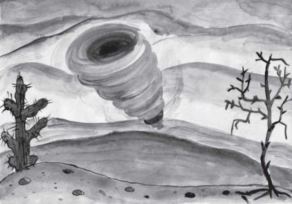 Черно белый пейзаж акварелью