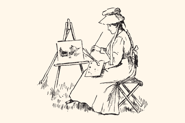 Рисование за мольбертом