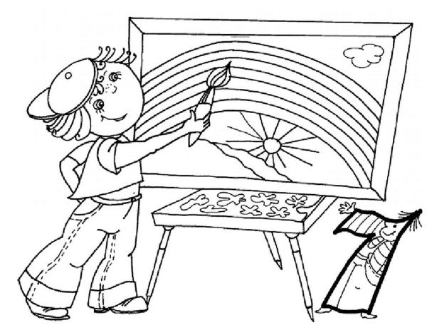 Художник раскраска для детей