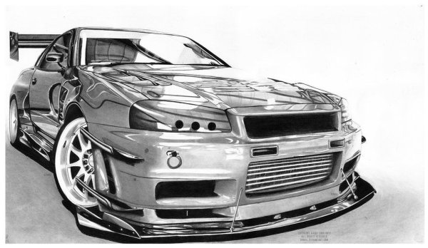 Nissan Skyline GTR r34 карандашом