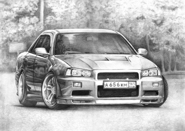 Nissan Skyline r34 рисунок