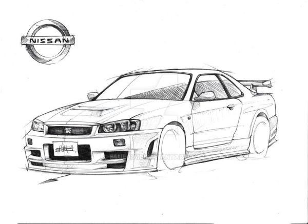Nissan Skyline GTR r34 раскраска
