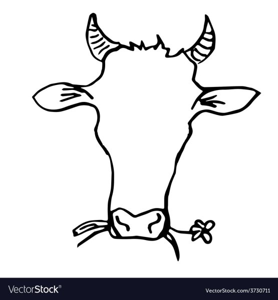 Корова черно белая с рогами