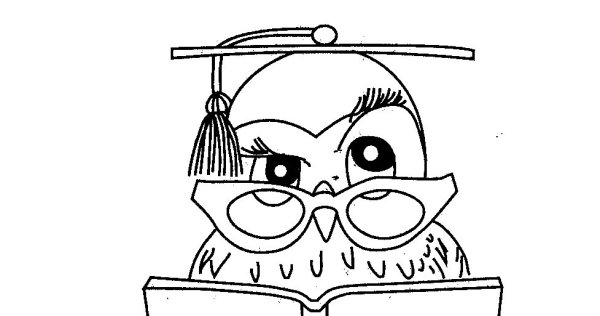 Сова с книгой раскраска